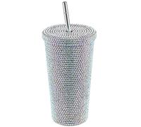17 Oz Studded Bling Diamond Tumbler Glitter Water Bottle with Lid Rhinestone Water Bottle Stainless Steel Vacuum Thermal Straw Tumbler Gift for Women Mom Girlfreind(Multicolor)