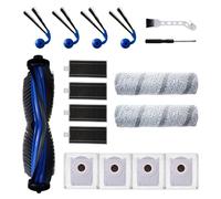 17 Pack Replacement Parts Compatible with ECOVACS DEEBOT X11/ X11 Pro OmniCyclone Robot Vacuum,1 Main Brush,2 Roller Mop,4 Side Brushes,4 Dust Bags,4 HEPA Filters,1 Cleaning Brush,1 Screwdriver-White