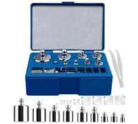 17 Pcs Calibration Weights Set,10mg-100g Grams Weights Calibration, Precision Stainless Steel Calibration Weight Kit with Tweezers for Jewellery Science