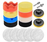 17 Pcs Car Polishing Pads for Drill Polishing Kit, 80mm Wool Buffing Pads for Drill Buffer Attachment, Car Buffer Polisher for Drills, Sponge Polishers and Buffers, Waxing, Sanding + Adapters