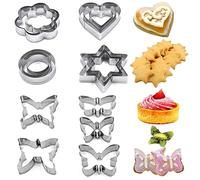 17 PCS Cookie Cutters, AFUNTA Star Butterfly Flower Heart Round Shaped Cookie Cutters Metal Biscuit Cutter, Fruit Cutters Shapes, Cookie Cutters Shapes for Baking