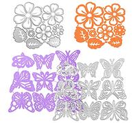 17 Pcs Embossing Template Cutting Dies, AIFUDA Butterfly and Flower Leaves Metal Cutting Dies for DIY Scrapbook Photo Frame Card Album