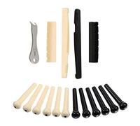17 Pcs Guitar Bridge Pins Acoustic with Bridge Pegs Pin Puller Remover and Guitar Saddle Nut Set, for improving the sound quality of your guitar and strengthen sustain (Black, Ivory)