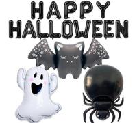 17 Pcs Halloween Balloons Black Happy Halloween Foil Balloon Ghost Spider Bat Balloons for Spooky Party Decorations Trick or Treat Theme Party Decor Balloon