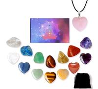 17 PCS Heart Crystals Stones,Crystals and Gemstones Healing Set, for Chakra Crystals, Reiki, Meditation, Crystals for Beginners Crystal Gifts