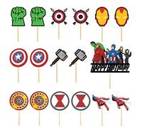 17 Pcs Hero Cake Toppers Decoration,Hero Themed Cake Toppers,Xmas Cake Topper,Super Cake Decoration for Hero Party