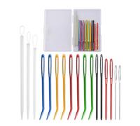 17 Pcs Large Eye Sewing Needles, Aluminum Big Eye Crochet Yarn Hand Sewing and Bent Tapestry Darning Needle with Loop Wool Weaving Tools for Knitting Quilting Crochet Embroidery Tapestry Projects