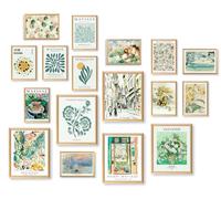 17 PCS Matisse Wall Prints for Bedroom, Sage Green Wall Art Decor, Matisse Wall Art Exhibition Posters, Wall Collage Kit Pictures for Living Room, Eclectic Boho Vintage Dorm Gallery Home Decor