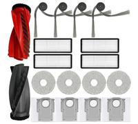 17 Pcs Replacement Parts Accessories Kit,Compatible With Roborock Qrevo Curv/Qrevo Edge Robot Vacuum,1 Roller Brush, 4 Hepa Filters,4 Side Brush,4 Mop Pads,4 Vacuum Bags