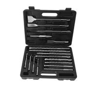 17 PCS Rotary Hammer Drill Bits and Chisel Set, Carbide Tipped Concrete Masonry Hole Tool Drill Bits and Chisels Set with Storage Case for Concrete, Stone, Brick
