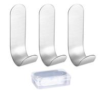 17 Pcs Self Adhesive Stainless Steel Wall Hooks - Kitchen & Bathroom Coat, Towel & Key Hooks - White