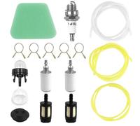 17 pcs Strimmer Fuel Pipe Kit, Universal Fuel Hose Pipe Set 1 m Petrol Strimmer Fuel Pipe, Fuel Line Hoses with Primer Bulb, Primer Pump, Tank Seal Grommet, Fuel Filter, Oil Filter for Lawnmowers