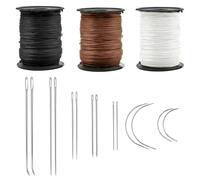 17 PCS Upholstery Kit, Upholstery Thread and Needles Kits, Heavy Duty Nylon Thread and Needle, Threads Kit with 3 Rolls Strong Sewing Threads Curved Needles, for Canvas, Leather, Carpet