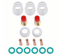 17-Piece for TIG Welding Kit with for Stubby Gas Lens 3/32 Inch #12 Heat Cup for WP-17/18/26 Torch Brass Glass Rubber Accessories