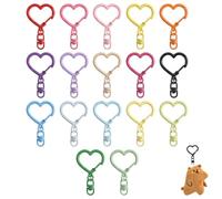 17-Piece Heart Carabiner Key Ring Set, Colourful Mini Carabiner Hooks for Girls and Children, DIY Key Ring with 8 Buckles for Backpack & Bag Pendant, 17 Colours, 2.5 x 4.5 cm
