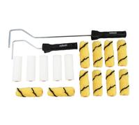 17 Piece Mini Roller Set with 500mm Long Arm Frame, 280mm Mini Frame and 15 Foam and Polyacrylic Sleeves for Interior Painting Projects