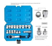 17-Piece Pass-Through Socket Wrench Set with 19mm Ratchet, Chrome Vanadium Steel, Reversible 72-Tooth Gear, for Automotive Repair and