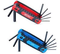 17-Piece Premium Folding Hex Key Wrench Set, Metric 1.5mm - 8mm, SAE 5/64” - 1/4” | Cr-V Steel, Precise and Chamfered Tips | 2 Pack All-Purpose Allen Wrench Tools with Portable and Compact Design