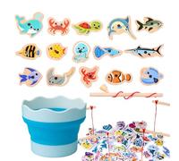 17 Piece Set Fish Game, Magnetic Toys, Magnetic Fishing Game, Fishing Game, Wooden Montessori Toys With Fish Rod For Kids 3+ Year Old Educational Learning Toys For Kids Beads Threading Game