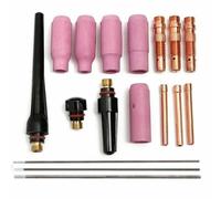 17-Piece TIG Gas Lens Collet Body Consumables Kit Compatible with WP-17, WP-18, WP-26 TIG Welding Torches for Air-Cooled and Water-Cooled Systems