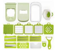 17 Piece Vegetable Chopper Set, Multifunctional Onion Dicer, Cheese Grater, Veggie Cutter Slicer with Storage Container, 9 Blades, Egg Separator, 10.6 x 4.4 x 5.1 in / 27 x 11.3 x 13 cm