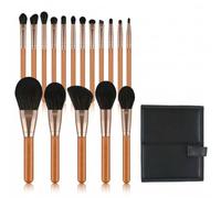 17 Piece Wood Handle Makeup Brush Set, 17 brushes w/black drawstring bag