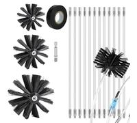 17 Pieces Chimney Sweep Brush Set, 12 Flexible Rods 410 mm, 3 Stove Pipe Brushes, 1 Hexagonal Pole, 1 Roll Black Band, Chimney Cleaning Brushes Kit for Fireplace, Sewage Pipe Cleaner, Dryer Vent