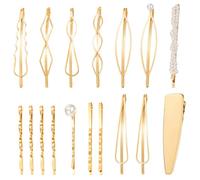 17 Pieces Gold Hair Clips, Bobby Pins Blonde Metal Hair Pins, Gold Decorative Hair grips Blonde Jewellery Hair Clip Accessories for Girls Women, Suitable for all Hai Types