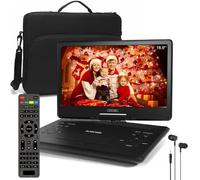 17" Portable DVD Player with Headphones,14.1" Large HD Screen with Extra Carrying Bag,4-6 Hours Rechargeable Battery,Support HDMI in/USB/AV-in/Out and Multiple Disc Formats,High Volume Speaker,Black