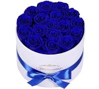 17 Preserved Roses in Suede Box, Real Blue Rose, Gifts for Women Her | Flowers for Delivery, Eternal Roses, Gift Box & Card, Birthday Gifts for Mum Her, Anniversary Present for Wife Girlfriend