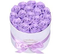 17 Preserved Roses in Suede Box, Real purple Rose, Gifts for Women Her | Flowers for Delivery, Eternal Roses, Gift Box & Card, Birthday Gifts for Mum Her, Anniversary Present for Wife Girlfriend