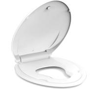 17" Round Toilet Seat, with Toddler Seat, Toilet Lid Slow Close Quiet, Easy Install and Clean, PP Material Safe and No Loosen, Perfect for Both Adults and Children