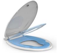 17" Round Toilet Seat, with Toddler Seat, Toilet Lid Slow Close Quiet, Easy Install and Clean, PP Material Safe and No Loosen, Perfect for Both Adults and Children
