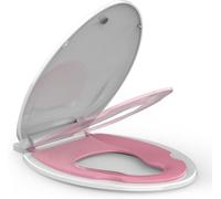 17" Round Toilet Seat, with Toddler Seat, Toilet Lid Slow Close Quiet, Easy Install and Clean, PP Material Safe and No Loosen, Perfect for Both Adults and Children