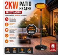 17 Stories 2000W Electric Quartz Outdoor Garden Warmer Freestanding 3 Heat Setting