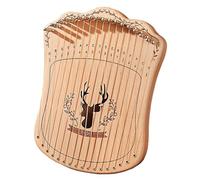 17 String Lyre Harp Instrument, Portable Carved Fawn Pattern Solid Wood Stringed Instrument, Easy to Learn Lap Harp, for Adult/Beginners, Easy to Use(Yellow)