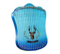 17 String Lyre Harp Instrument, Portable Carved Fawn Pattern Solid Wood Stringed Instrument, Easy to Learn Lap Harp, for Adult/Beginners, Easy to Use(Blue)