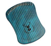 17-String Wooden Lyre Harp, Stringed Musical Instruments, Romantic and Elegant Handmade Guqin, Solid Wood Instrument for Adults, for Party/Camping/Performance(Blue)