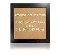 17 x 17 Inch Square Picture Frame, Black Woodgrain MDF with Acrylic Glass for Art and Photography Display, Wall Hanging Modern Photo Frame, Lightweight and Shatterproof, Fits Artwork and Prints