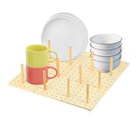 17 x 5.91 in 3 Pcs Wood Pegboard Drawer Organizer with 34 Pegs Wooden Peg Board Drawer Shelf Organizer Adjustable Drawer Peg System for Dishes Plate Pot Container Cookware Utensil Kitchen