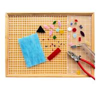 17"x12" Stained Glass Cutting Mat, Double-Layer Detachable Design, Great for Scoring and Cutting Glass, Catching Glass Shards, Stained Glass Cutting Tools Supplies (2 Types Grid - Translucent)