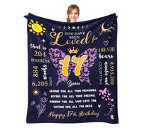 17 Year Old Girl Birthday Gifts Blanket, 17th Birthday Gifts for Girls Turning 17 Unique, Personalised Birthday Flanell Blanket Gifts for Girls, Daughter, Best Friends, Bestie, Sister, Niece