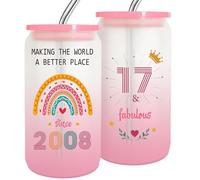17 Year Old Girl Gift 17th Birthday Gifts for Girls 2025,17th Birthday Cups With Straw and Lid for Girls Ideas,Happy 17 Birthday Decorations for Girl,2008 Fashion Presents for Her,Sister,Friend-1PACK