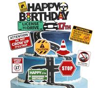 17 Year Old Learner Driver Birthday Decorations -9Pcs Driver License Birthday Banner New Driver License Transportation Car Road Signs Theme Party Supplies for 17 Year Old Party Decorations