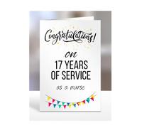 17 years of service card for nurse, work anniversary, employee, colleague, boss, retirement, leaving, present, gifts, men, women, congratulations on 17th, A5-306_17