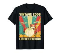 17 Years Old Gift Vintage 2008 Drums Lover 17th Birthday T-Shirt