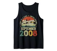 17 Years Old Vintage September 2008 Retro 17th Birthday Boys Tank Top