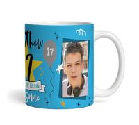 17 Years Photo Blue 17th Birthday Gift for Teenage Boy Awesome Personalised Mug - Gift for Birthday, Custom Personalised Gift, Coffee Mug, Tea Mug, Cup