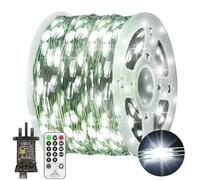170 FT 500 LED Fairy Lights Plug in String Lights Outdoor Green Copper Wire Christmas Tree Lights Waterproof with Remote Timer 8 Modes Memory for Bush Branch Plants Garden Decoration Cool White