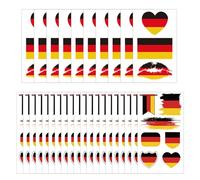 170 pcs (30 sheets) Germany Flag Tattoos, VEINARDYL Waterproof Sweat German Temporary Tattoo, Sports National Flag Removable Face Tattoo Stickers for Men Women